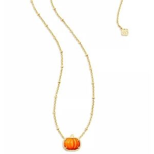 Kendra Scott Pumpkin Gold Short Pendant Necklace New